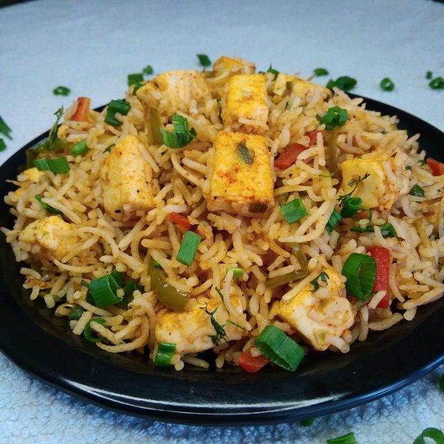 Paneer Fried Rice Recipe | Veg Paneer Fried Rice | How to make Paneer ...